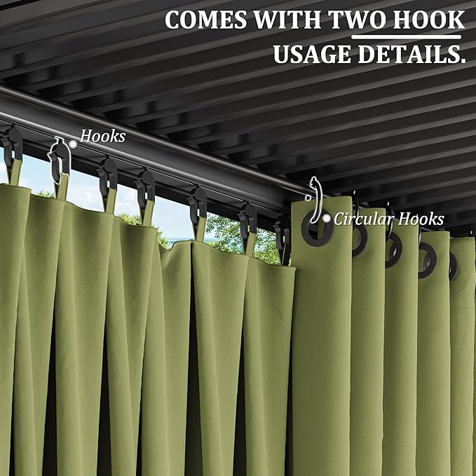 Gazebo Universal Replacement Privacy Curtain,12'×14' Gazebo Outdoor Waterproof Curtains, 4-Panels Sidewall Curtains with Double Zipper for Patio Canopy, Garden and Backyard (Curtain Only)