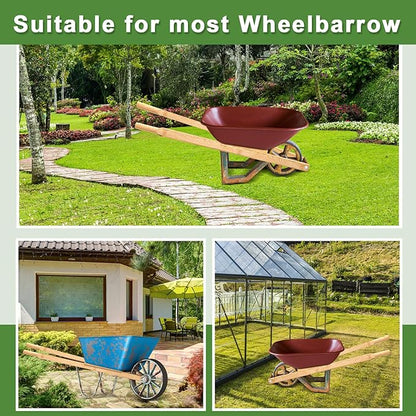 Gisafai 1 Pair Wood Wheelbarrow Handles 60'' Heavy Duty Hardwood Wheelbarrow Replacement Handles Kit with Tough Seal Coat and Pre Drilled Holes