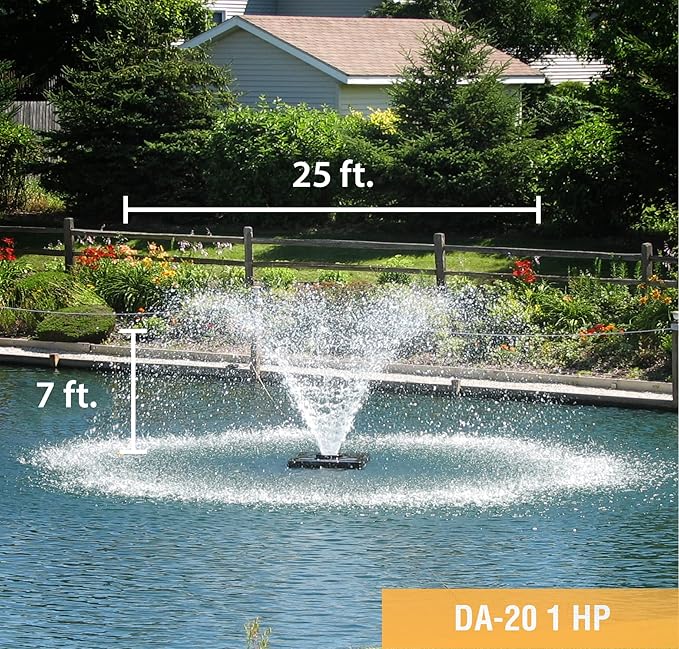 Scott Aerator DA-20 Display Pond Aerator - 1 Horse Power 115V 100ft Cord | Aerating Pond Fountain for up to 1 Acre Ponds | Pond Aerator Pump for Small Ponds | Pond Aeration Systems