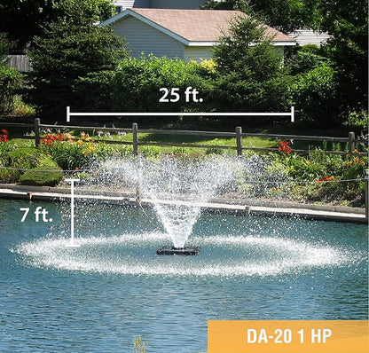 Scott Aerator DA-20 Display Pond Aerator - 1 Horse Power 115V 100ft Cord | Aerating Pond Fountain for up to 1 Acre Ponds | Pond Aerator Pump for Small Ponds | Pond Aeration Systems