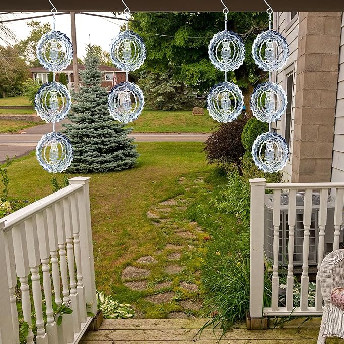 9 PCS Stainless Steel Bird deterrents for Outside,Crow Deterrent,3D Bird Scarer Discs Set Pigeon Deterrent,Bird reflectors to Keep Birds Away Woodpecker Deterrent for House