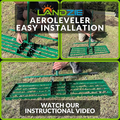 Landzie AeroLeveler - The Lawn Leveling Rake That Never Flips - Patented 48" inch Wide Pneumatic Lawn Level for Yard, Dirt, Soil, Sand, Provides Stability and Control (Pneumatic 48" Leveling rake)