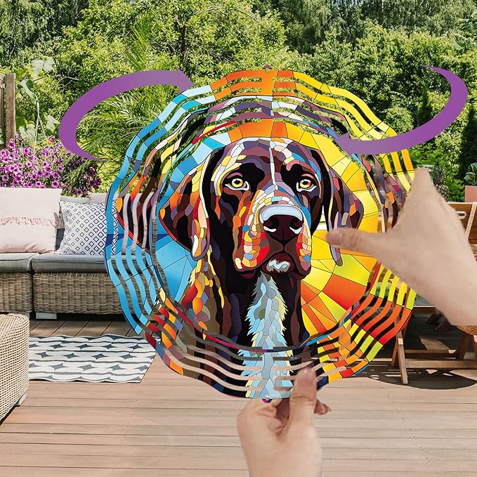 German Shorthaired Pointer Dog Wind Spinners Outdoor Dog Memorial Gifts, 3D Metal Kinetic Hanging Garden Wind Spinner, Spinner Decor, Wind Sculptures for Outdoor & Indoor, Window, Yard Decor (GSP 2)