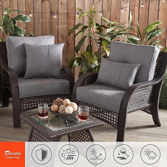 Greendale Home Fashions Sunbrella 21" x 14" Rectangle Outdoor Throw Pillow with Removable Cover (Set of 2), Cast Slate 2 Count