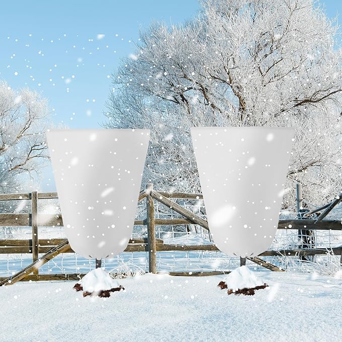 4 Pcs Plant Covers Freeze Protection 35.4" x 59" Winter Frost Blankets for Outdoor Plants with Zipper Drawstring Frost Cloth Freeze Covers Warm Shrub Jacket for Fruit Tree Potted(White)