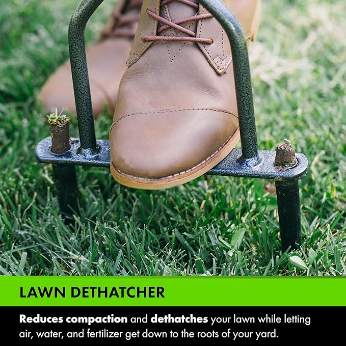 Yard Butler Manual Lawn Coring Aerator - Core Aerator for Lawn Care - Loosen Compacted Soil - Dethatcher Garden Tool for Lawn Health - Plug Core Soil Aeration Tool - Gray, 37 Inches