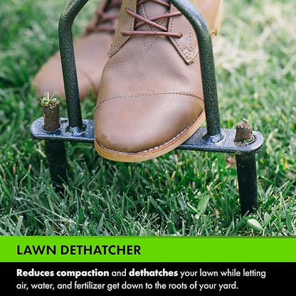 Yard Butler Manual Lawn Coring Aerator - Core Aerator for Lawn Care - Loosen Compacted Soil - Dethatcher Garden Tool for Lawn Health - Plug Core Soil Aeration Tool - Gray, 37 Inches