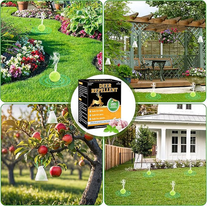24 Pack Deer Rabbit Repellent Outdoor - Powerful Peppermint Oil Deer Repellent Balls, Natural Bunny Deer Deterrent for Trees Plants Garden Lawn Yard, Deer Repellant Keep from Eating Flowers, Pet Safe
