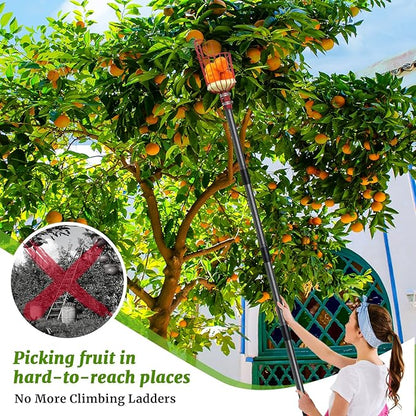Fruit Picker, Fruit Picker Pole with Basket Extendable Long Handle, Easy to Assemble & Use Fruits Picker Tool for Orange Lemon Apple Mango Avocado (13FT)