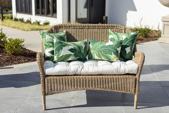 RSH DECOR: Square Throw Pillows Set of 4 | 17” x 17” | All-Weather Spun Fabric | Water and Fade-Resistant | Outdoor Accent Pillows for Patio Furniture | Swaying Palms Aloe