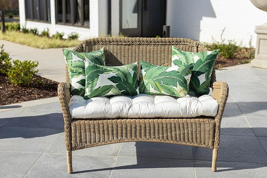 RSH DECOR: Square Throw Pillows Set of 4 | 17” x 17” | All-Weather Spun Fabric | Water and Fade-Resistant | Outdoor Accent Pillows for Patio Furniture | Swaying Palms Aloe