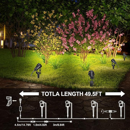 Outdoor LED Landscape Lighting 3W 12V Low Voltage Landscape Lights, 2700K 1800LM Landscape Lights with Transformer IP65 Waterproof, Landscape Spotlights for Garden Yard Lawn Decorative(6 Pack)
