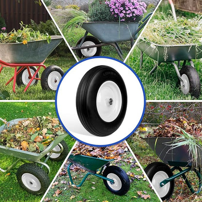 14.5'' Wheelbarrow Tires, 4.80/4.00-8 Solid Flat Free Tire Wheel with 3/4" & 5/8" Bearing, 3"-7'' Hub, Universal Replacement Solid Tire for Hand Truck/Utility Cart Fits 3.50/2.50-8, 4.00-6