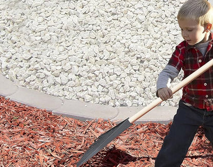 Pack of 2 Kids Rake with Hardwood Handle, Durable Plastic Head to Sweep Leaves in Lawn and Tidying Up The Garden, 34" (Grey)