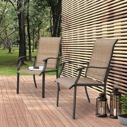 UU Garden Patio Dining Chairs Set of 2, Outdoor Chairs with Armrest, Indoor/Outdoor Chairs Backyard Deck Garden Chair, Restaurant Kitchen Dining Textilene Chair,Brown