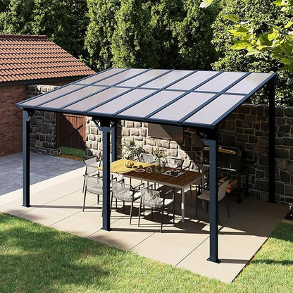 Aoxun Gazebo for Patio 10' x 14', Premium Gazebo Pergola with Sloped Roof, Large Wall-Mounted Heavy Duty Awnings, for Backyard, Patio, Deck and More