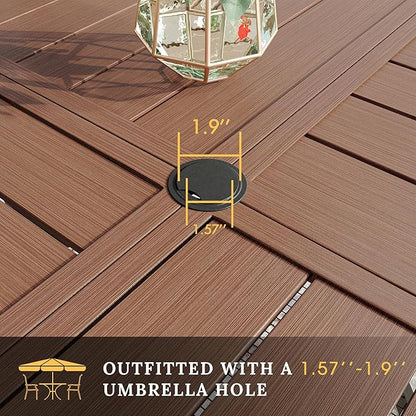 VICLLAX 7 Pieces Patio Dining Set for 6, Outdoor Furniture Set Includes 47.2" Outdoor Round Table and 6 Patio Swivel Chairs for Lawn Garden, Walnut Tabletop and Mixed Brown Fabric