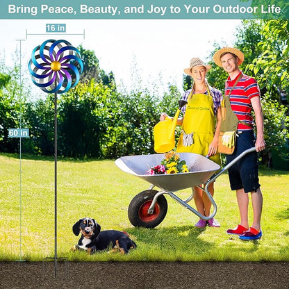Wind Spinners Outdoor Yard Decorations, 16 Inches Wind Sculpture Metal Garden Art, Windmills for Yard Gardening Gifts for Women Mom Backyard, Patio, Garden Decor