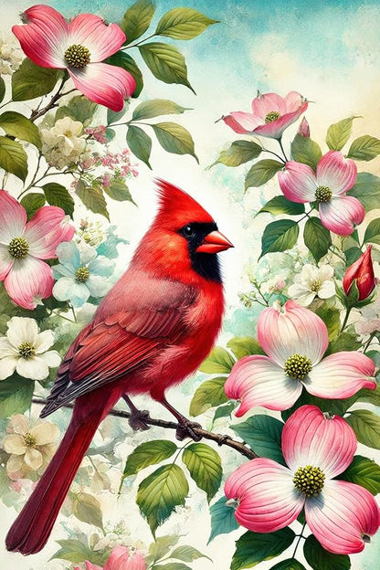 Spring Cardinal Garden Flag 12×18 Inch Double Sided Red Bird Flower Yard Flag Decorations for Lawn Yard Outdoor Birdhouse Farmhouse Decor