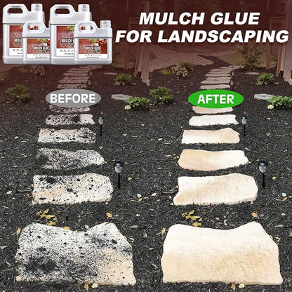 Mulch Glue - 64oz / 0.5 Gallon Landscape Adhesive Gravel Binder Glue with Applicator for Landscaping Concentrate Covers, Garden - Ready to Use Non Toxic Mulch Stabilizer for Pea Gravel, Stones, Bark