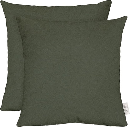 RSH DECOR: Sunbrella Square Throw Pillows Set of 2 | 17" x 17" | Water and Fade-Resistant Performance Fabric | Outdoor Pillow Covers with Down-Alternative Inserts | Made in USA (Cast Ivy Green)