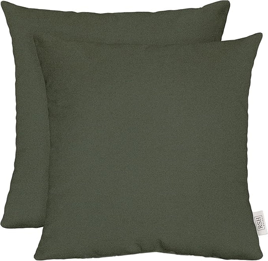 RSH DECOR: Sunbrella Square Throw Pillows Set of 2 | 24" x 24" | Water and Fade-Resistant Performance Fabric | Outdoor Pillow Covers with Down-Alternative Inserts | Made in USA (Cast Ivy Green)