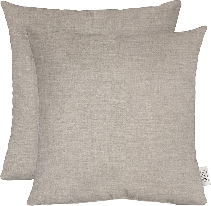RSH DECOR: Sunbrella Square Throw Pillows Set of 2 | 20" x 20" | Water and Fade-Resistant Performance Fabric | Outdoor Pillow Covers with Down-Alternative Inserts | Made in USA (Cast Silver)