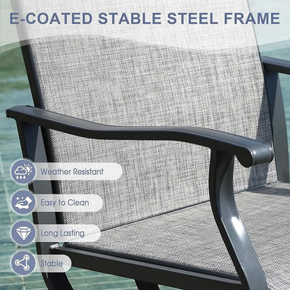 VICLLAX 5 Pieces Outdoor Dining Set, Patio Furniture Set of 4 Patio Swivel Dining Chairs and 40.6" Patio Spliced Round Tabletop with Storage Shelf, Grey Chairs & Antique Grey Tabletop