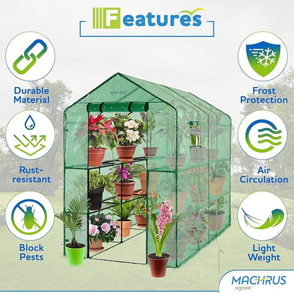 Machrus Ogrow Greenhouse Kit, Multiple Sizes - Green House, Small Greenhouses Outside, Kit Small Greenhouses Outdoors, Mini Greenhouse Outdoor.