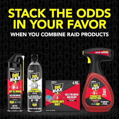 Raid Max Liquid Ant Bait; Kills Ants Where They Breed, for Indoor and Outdoor Use; 4 Bait Stations