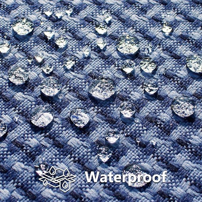 Kevin Textile Outdoor Waterproof Throw Pillow Covers Pack of 2 Farmhouse Decorative Cushion Covers for Garden Patio Tent Balcony Bench Couch Sofa 22x22 Inch, Navy Blue