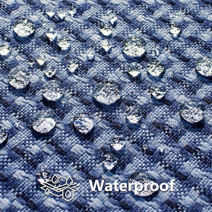 Kevin Textile Outdoor Waterproof Throw Pillow Covers Pack of 2 Weaving Texture Water Resistant Outside Decorative Cushion Covers for Garden Patio Tent Balcony Bench Couch Sofa 16x16 Inch, Navy Blue