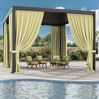 Gazebo Universal Replacement Privacy Curtain,12'×14' Gazebo Outdoor Waterproof Curtains, 4-Panels Sidewall Curtains with Double Zipper for Patio Canopy, Garden and Backyard (Curtain Only)