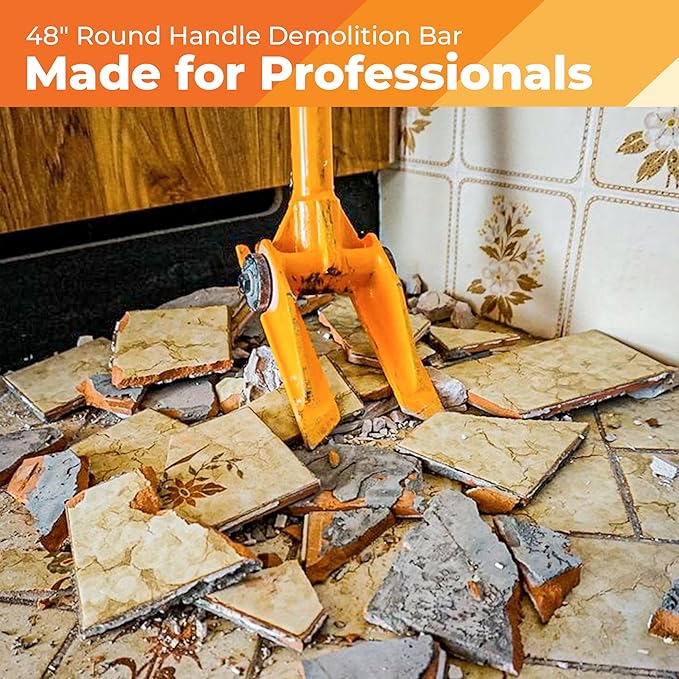 48” Oval Handle Demolition Bar – Ceiling/Wall Demo Bar - Versatile Multi Tool - For Home Renovations and DIYs - Trusted by Contractors, Firefighters & Restoration Professionals