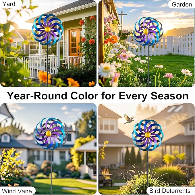 Wind Spinners Outdoor Yard Decorations, 16 Inches Wind Sculpture Metal Garden Art, Windmills for Yard Gardening Gifts for Women Mom Backyard, Patio, Garden Decor