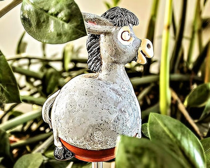 Ceramic Garden Decor - Donkey Lawn stake - Outdoor statue - Perfect, unique gifts for gardeners woman, men, yard gifts - Handmade, Frostproof