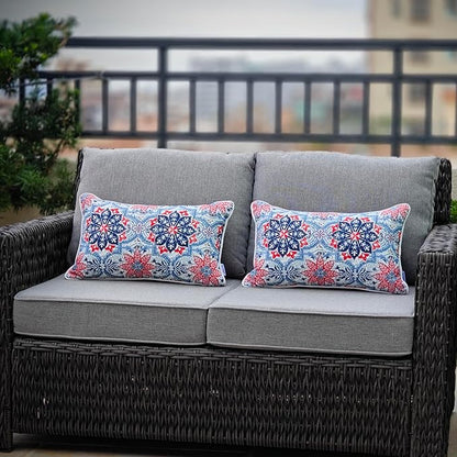 JMGBird Outdoor Lumbar Pillows Pack of 2 Outdoor Decorative Pillows with Insert Included 12×20 Inch Outdoor Pillows for Patio Furniture