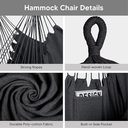 SUNCREAT 2-in-1 Convertible Free Standing Hammock with Stand Included, Camping Backyard Hammock with Stand, Patent Pending, Blue & White Stripe