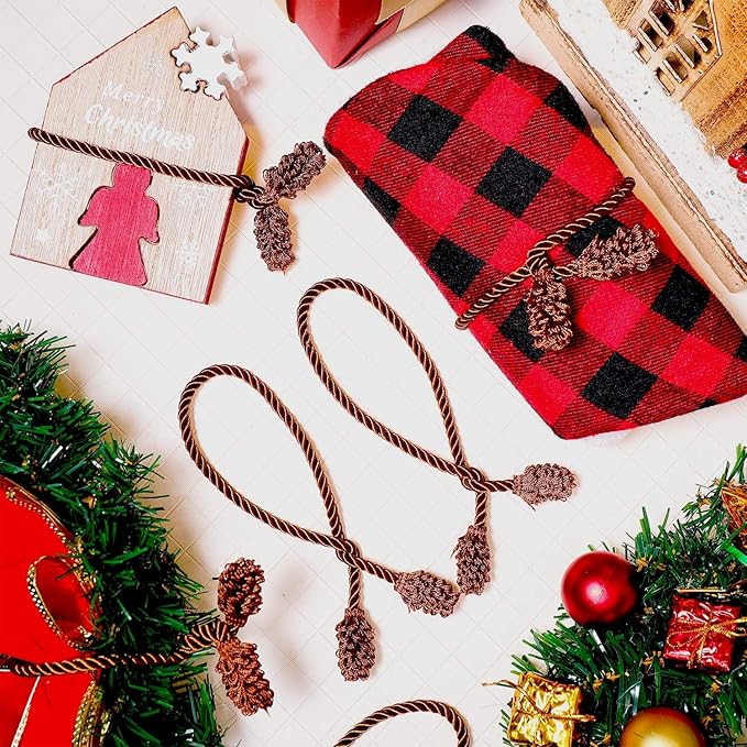 Shappy 12 Pieces Christmas Garland Banister Ties Christmas Decorative Reusable and Flexible Twist Ties for Garland, Banister Home Decoration (Brown)