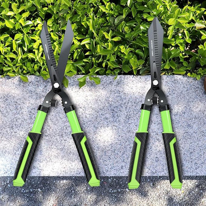 Professional Heavy Duty Hedge Shears 23" - Serrated Blade & Dual Shock Handle, Ergonomic Gardening Clippers with Anti-Rust Coating