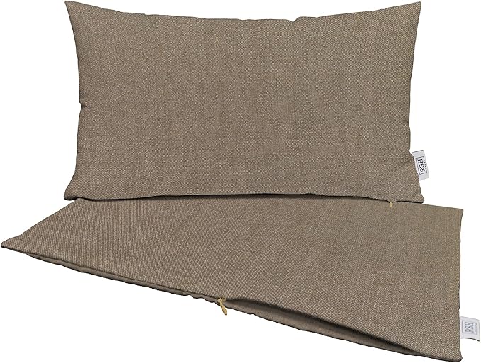 RSH DECOR: Sunbrella Pillow Covers Set of 2 | Covers Only - 26" x 16" | Outdoor Lumbar Pillow Covers Crafted with Sunbrella Performance Fabric | Canvas Taupe