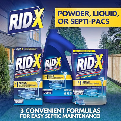 Rid-X Septic System Treatment, Septic Tank Treatment, 3-Monthly Supply Dual Action Septi-Pacs - 3.2 oz (Pack of 2)