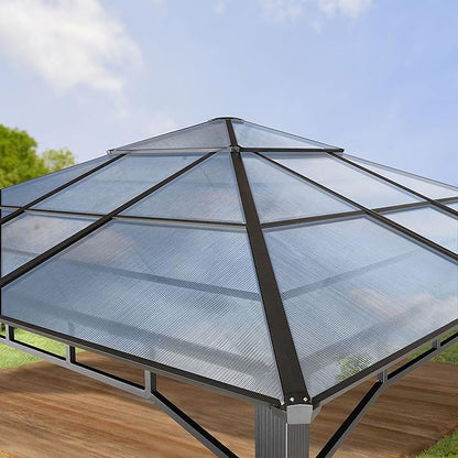 TOOLPORT Hardtop Gazebo 13x13 ft with Aluminum Frame and Approx. 8 mm Polycarbonate Roof