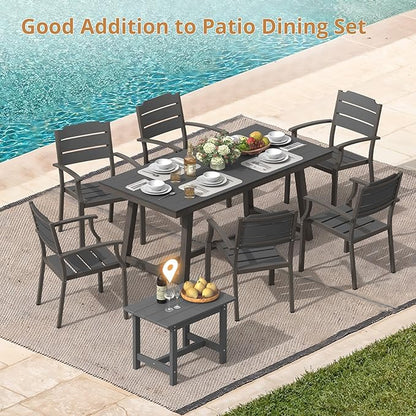 LUE BONA Outdoor Side Table, HDPS Large Size Outdoor Table, Adirondack Side Table, Outside End Table for Patio, Porch,Beach, Garden, Weather Resistant/Easy Maintenance, Dark Gray