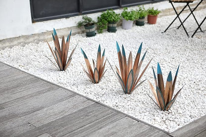 Homight Metal Agave Plants Outdoor Decor Mexican Yard Art Plants Garden Decor for Outside Metal Art Flowers Gifts for Butterflies Bees Birds for Gifts (1 Big)