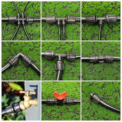 MIXC 1/2" to 1/4" Drip Irrigation Tee Fittings, Heavy-Duty Lock Nut 3-Way Connector, Anti-Leak Drip Irrigation Quick Connect Fittings for 1/2" Tubing (0.67" OD) 10 Pack