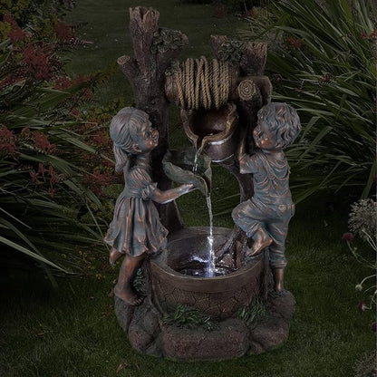 Pure Garden W150178 Lighted Antique Design Outdoor Water Fountain, Bronze