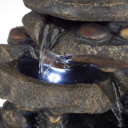 Go Yard Stone Waterfall Fountain with LED Lights