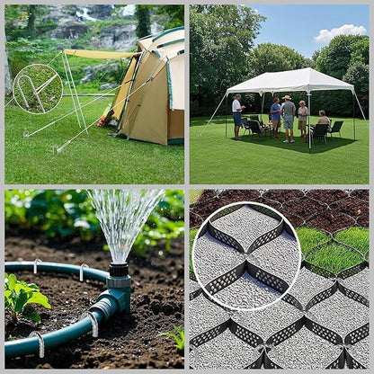 VVOKGO Rebar-Stakes-12-Inch J Hook Galvanized Tent Stakes Heavy Duty, 20-Pack Ground Chain Link Fence Anchors with Chisel Point End for Bounce House, Camping Tents, Outdoor Inflatables Decorations