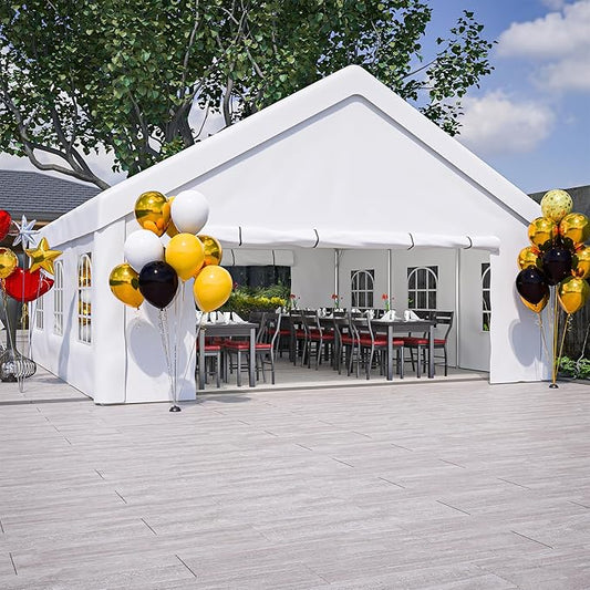 20x20 FT Heavy Duty Party Tent, White Outdoor Canopy with Removable Sidewalls & 2 Storage Bags, Waterproof Gazebo for Wedding, BBQ, Camping, and Commercial Use